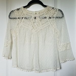 Free People Ivory lace crop top